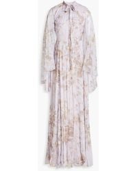 Erdem - Pussy-bow Floral-print Silk-georgette Gown - Lyst