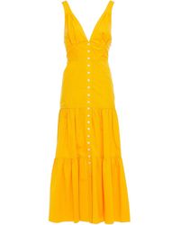 A.L.C. Gathered Cotton-blend Gabardine Midi Dress - Yellow