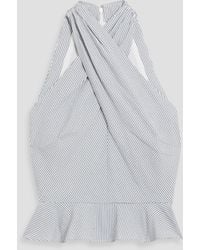 Veronica Beard - Drey Ruffled Striped Cotton-Blend Seersucker Top - Lyst
