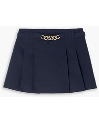 Valentino Garavani - Belted Pleated Wool And Silk-blend Mini Skirt - Lyst