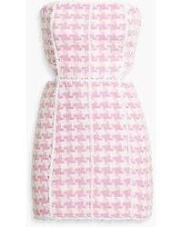 retroféte - Trägerloses minikleid aus bouclé-tweed mit hahnentrittmuster und cut-outs - Lyst