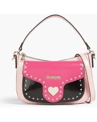Love Moschino - Laser-cut Color-block Faux Leather Shoulder Bag - Lyst