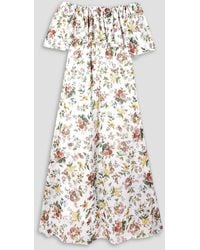 Erdem - Algarve Off-the-shoulder Belted Floral-print Cotton-voile Maxi Dress - Lyst