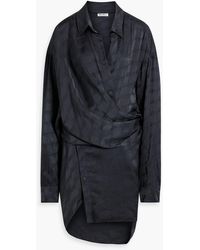 Balenciaga - Draped Satin-jacquard Wrap Dress - Lyst