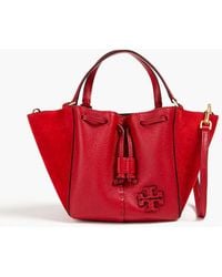 Tory Burch - Mcgraw Pebbled-leather And Suede Bucket Bag - Lyst