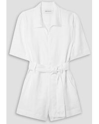 Rivet Utility - Influencer Belted Linen Playsuit - Lyst