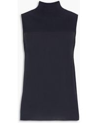 Theory - Ribbed Knit-paneled Silk Crepe De Chine Top - Lyst