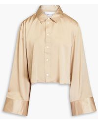 FRAME - Cropped Silk-satin Shirt - Lyst