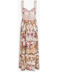 CAMILLA - Crystal-embellished Printed Linen Maxi Dress - Lyst