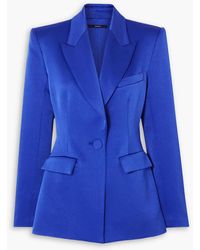 【ALEX PERRY】neon double-breasted stretch-crepe ブレザー ALEX PERRY Wells double-breasted satin-crepe blazer | NET-A
