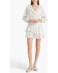 Maje Roxanne Flocked Ruffled Tulle Mini Dress in Black | Lyst Canada