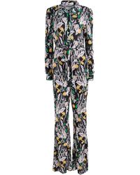Diane von Furstenberg Belted Floral-print Silk-jersey Jumpsuit - Black