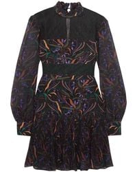 Saloni - Dina Printed Silk-georgette Mini Dress - Lyst