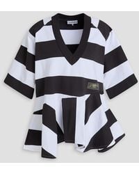 Ganni - Striped Cotton-Twill Peplum Top - Lyst