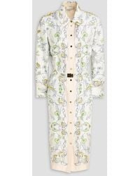 Tory Burch - Belted Printed Silk-Twill Midi Shirt Dress - Lyst