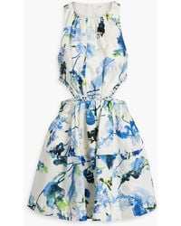 Aje. - Voyage Cutout Floral-print Linen-blend Mini Dress - Lyst