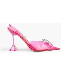 AMINA MUADDI - Rosie Crystal-Embellished Bow-Detailed Pvc Slingback Pumps - Lyst