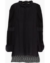 Roland Mouret - Lolo Lace-trimmed Silk Crepe De Chine Blouse - Lyst