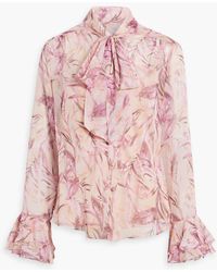 Mikael Aghal - Pussy-bow Floral-print Chiffon Blouse - Lyst