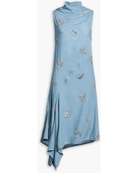 Marques'Almeida - Draped Sequin-Embellished Woven Midi Dress - Lyst