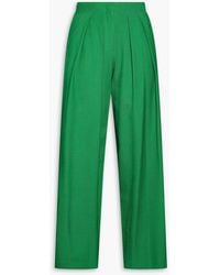 Maje - Pleated Slub Woven Wide-Leg Pants - Lyst