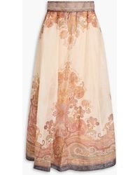 【送料&関税込】Zimmermann Cappuccino Organza Dawning Skirt ZIMMERMANN Illustration Printed Organza Midi Skirt Zimmermann