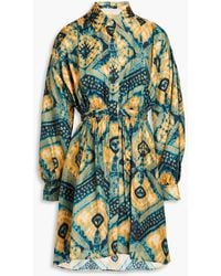 Ulla Johnson - Jude Printed Silk-satin Mini Shirt Dress - Lyst