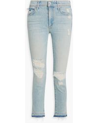 Mother - The Rascal Ankle Undone Distressed Mid-rise Slim-leg Jeans - Lyst