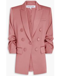 Veronica Beard - Tom Dickey Double-Breasted Ruched Satin-Crepe Blazer - Lyst