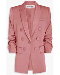 Veronica Beard - Tom Dickey Double-Breasted Ruched Satin-Crepe Blazer - Lyst