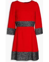 Dolce & Gabbana - Tweed-trimmed Wool-blend Crepe Mini Dress - Lyst