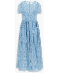 RED Valentino - Embroidered Point D'esprit And Organza Midi Dress - Lyst