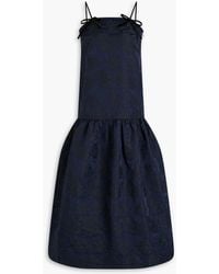 Ganni - Gerafftes midikleid aus floralem jacquard - Lyst