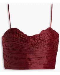 Aje. - Laurier Wave Cropped Plissé-organza Top - Lyst