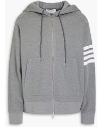 Thom Browne - Striped Waffle-Knit Cotton Zip-Up Hoodie - Lyst
