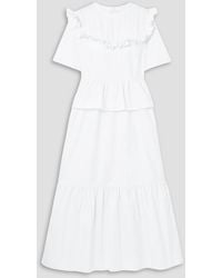 Acheval Pampa - Victoria Tiered Ruffled Stretch-cotton Twill Maxi Dress - Lyst