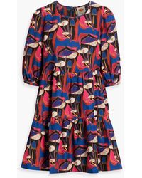 FARM Rio - Tiered Printed Cotton-Poplin Mini Dress - Lyst
