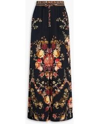CAMILLA - Floral-Print Silk Crepe De Chine Wide-Leg Pants - Lyst