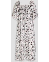 Gestuz - Josygz Shirred Floral-print Woven Midi Dress - Lyst