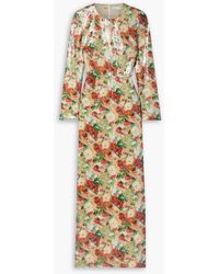 Rosetta Getty - Floral-print Sequined Tulle Gown - Lyst