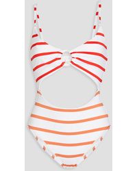Solid & Striped - Cutout Striped Swimsuit - Lyst