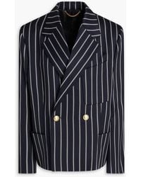 Victoria Beckham - Doppelreihiger blazer aus jacquard aus einer woll-baumwollmischung mit streifen - Lyst