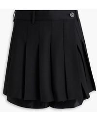 Helmut Lang - Skirt-effect Pleated Twill And Satin Shorts - Lyst