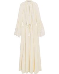 Etro Lace-paneled Tassel-trimmed Silk-jacquard Gown Ivory - White