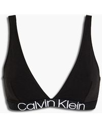 Calvin Klein Mélange Cotton-blend Jersey Triangle Bra - Black