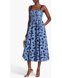 airy gauze empire waist midi dress in stripe THE GO TO DRESS