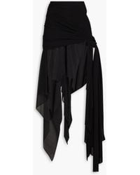Mugler - Jersey-paneled Crepe De Chine Maxi Skirt - Lyst