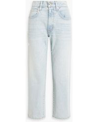 SLVRLAKE Denim - Sophie Cropped Distressed High-rise Straight-leg Jeans - Lyst