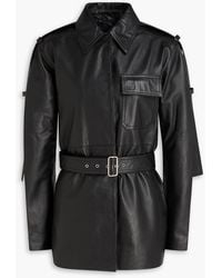 Victoria Beckham - Belted Leather Jacket - Lyst