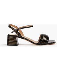 Sergio Rossi - Metallic Croc-effect Leather Sandals - Lyst